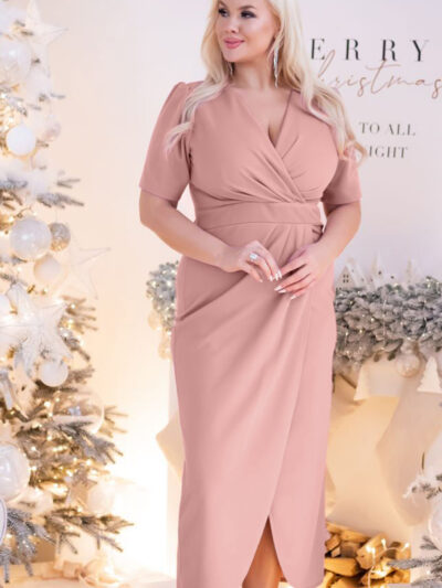 Vestido elegante rosa talla plus