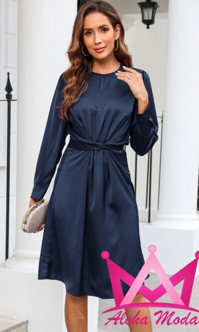 Vestido de saten manga larga elegante