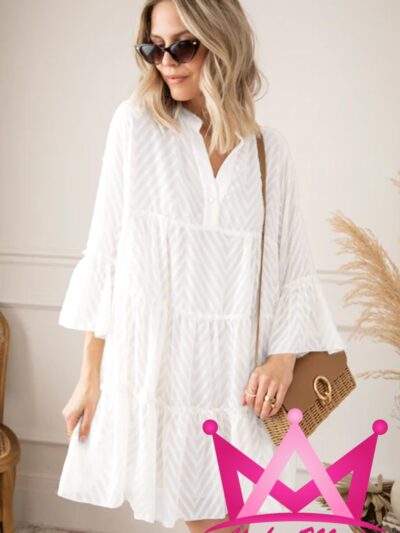 Vestido mini patron de rayas Beige