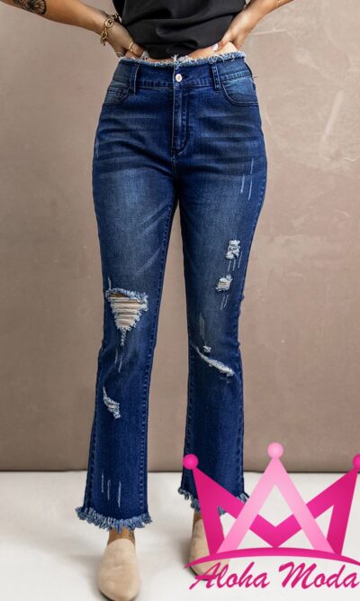 Jeans diseño rasgado color azul