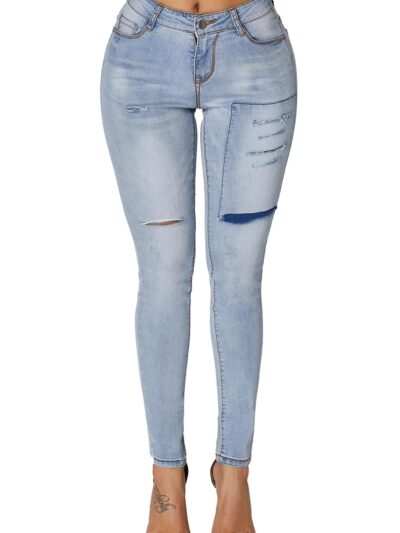 Jeans ajustados de mezclilla