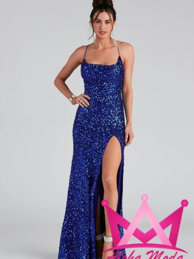 Vestido azul lentejuela