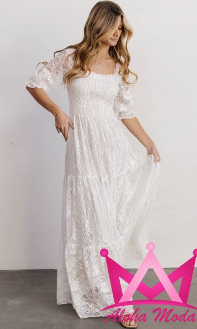 Vestido maxi blanco de encaje