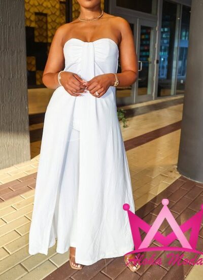 Conjunto top y pantalon blanco elegante