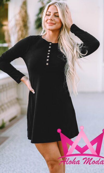 Vestido negro de manga larga