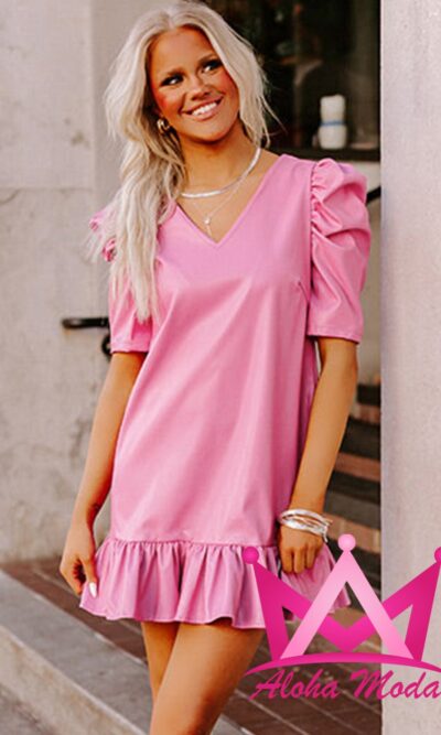 Vestido rosa vinipiel