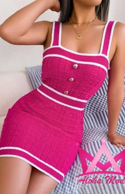 Vestido ajustado de tirante rosa